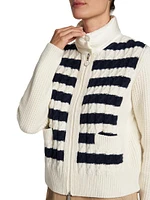 Striped Down Puffer Cardigan