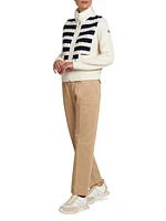 Striped Down Puffer Cardigan