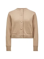 Snap Front Carded Wool Cardigan