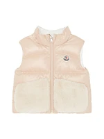 Baby Girl's & Little Vive Nylon Vest with Faux Fur Pockets