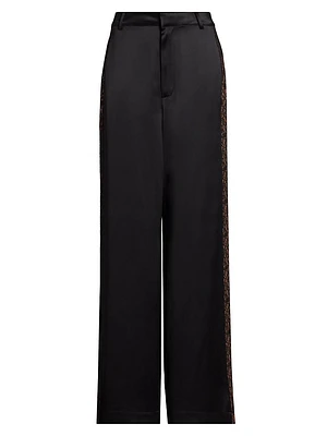 Lorenza Lace-Trim Wide-Leg Pants