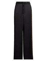 Lorenza Lace-Trim Wide-Leg Pants