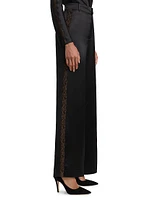 Lorenza Lace-Trim Wide-Leg Pants