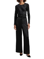 Lorenza Lace-Trim Wide-Leg Pants