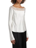 Safira Lace-Trim Silk Top