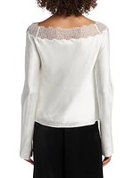 Safira Lace-Trim Silk Top