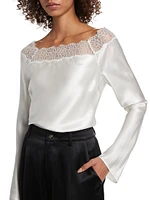 Safira Lace-Trim Silk Top