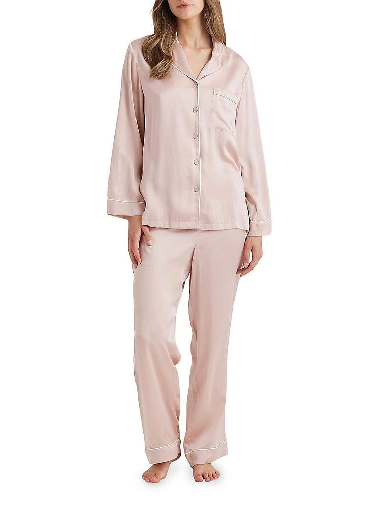 Sylvie Piped Silk Pajamas