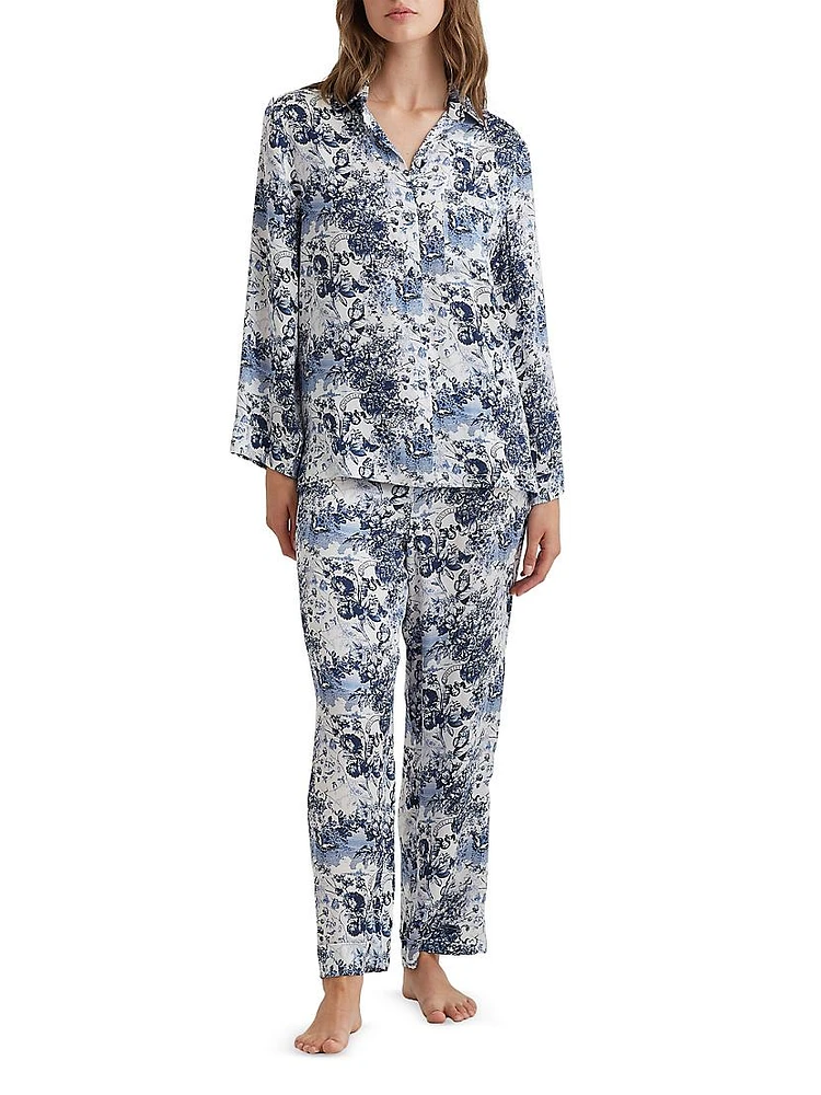 Toile De Jouy Silk Pajamas