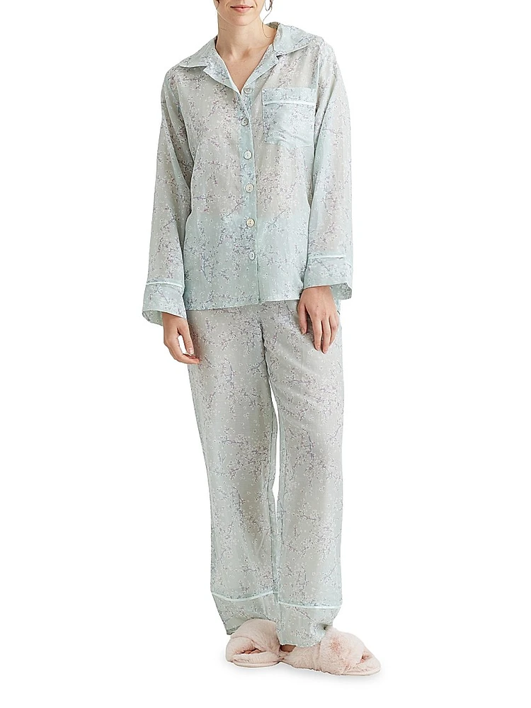 Cheri Blossom Silk-Blend Pajamas