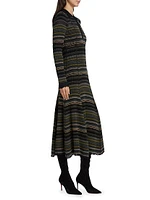 Striped Reversible Rib-Knit Midi-Dress