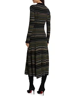 Striped Reversible Rib-Knit Midi-Dress