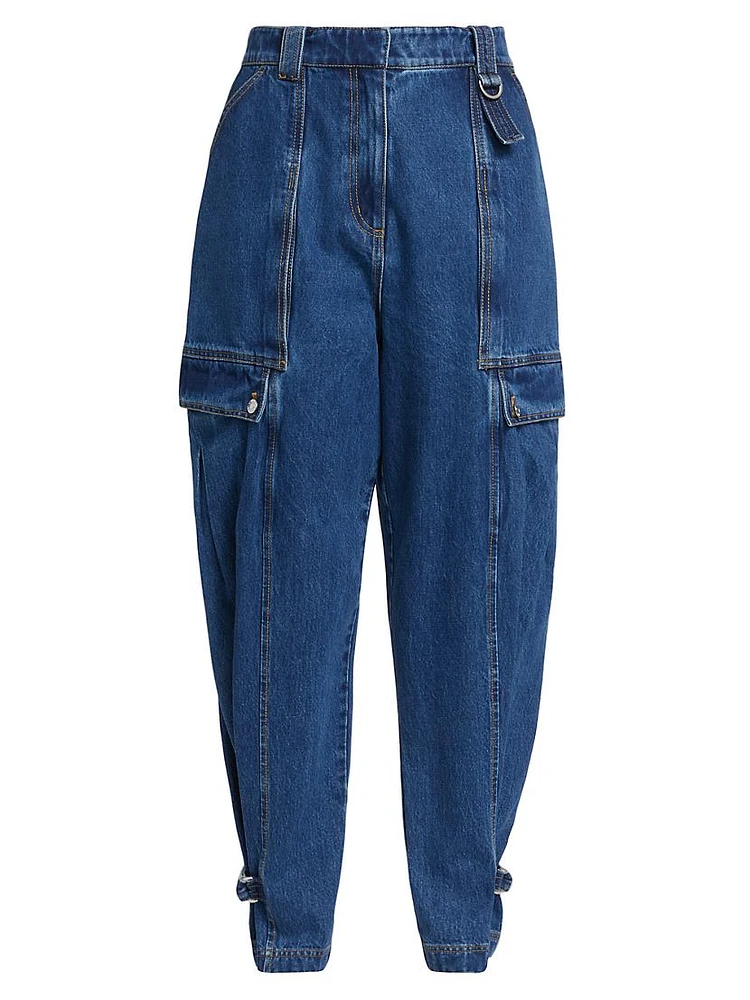 Denim Tapered-Leg Utility Jeans