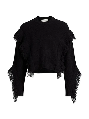 Fringed Alpaca Crop Sweater