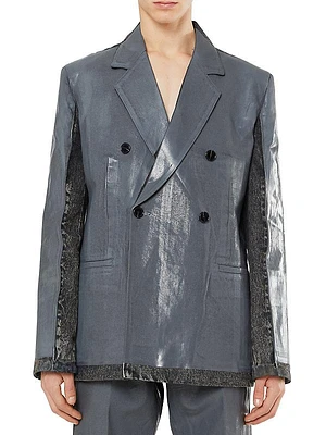Coated Denim Double-Breasted Jacket