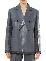 Coated Denim Double-Breasted Jacket