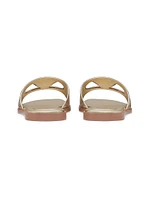 VLogo Cut-Out Laminated Nappa Leather Slide Sandals