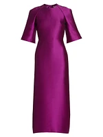 Mikado Trumpet-Sleeve Cocktail Dress