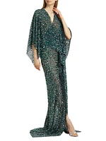 Sequin Tulle Wrap Gown