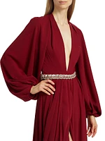 Crepe Embellished Plunge Gown