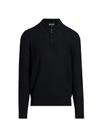 Virgin Wool Long-Sleeve Polo Shirt