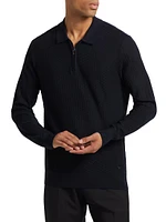 Virgin Wool Long-Sleeve Polo Shirt