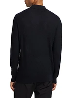 Virgin Wool Long-Sleeve Polo Shirt