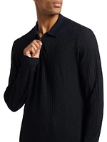 Virgin Wool Long-Sleeve Polo Shirt