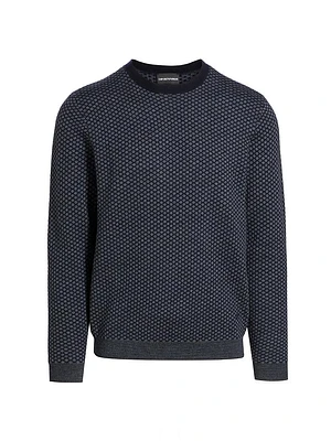 Textured Diamond Virgin Wool Crewneck Sweater