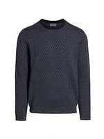 Textured Diamond Virgin Wool Crewneck Sweater