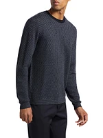 Textured Diamond Virgin Wool Crewneck Sweater