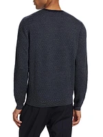 Textured Diamond Virgin Wool Crewneck Sweater