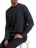 Textured Diamond Virgin Wool Crewneck Sweater