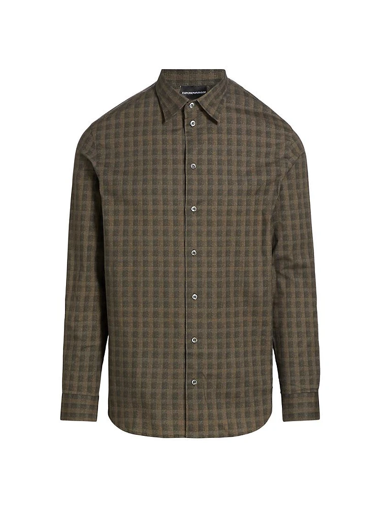 Checked Cotton-Blend Button-Front Shirt