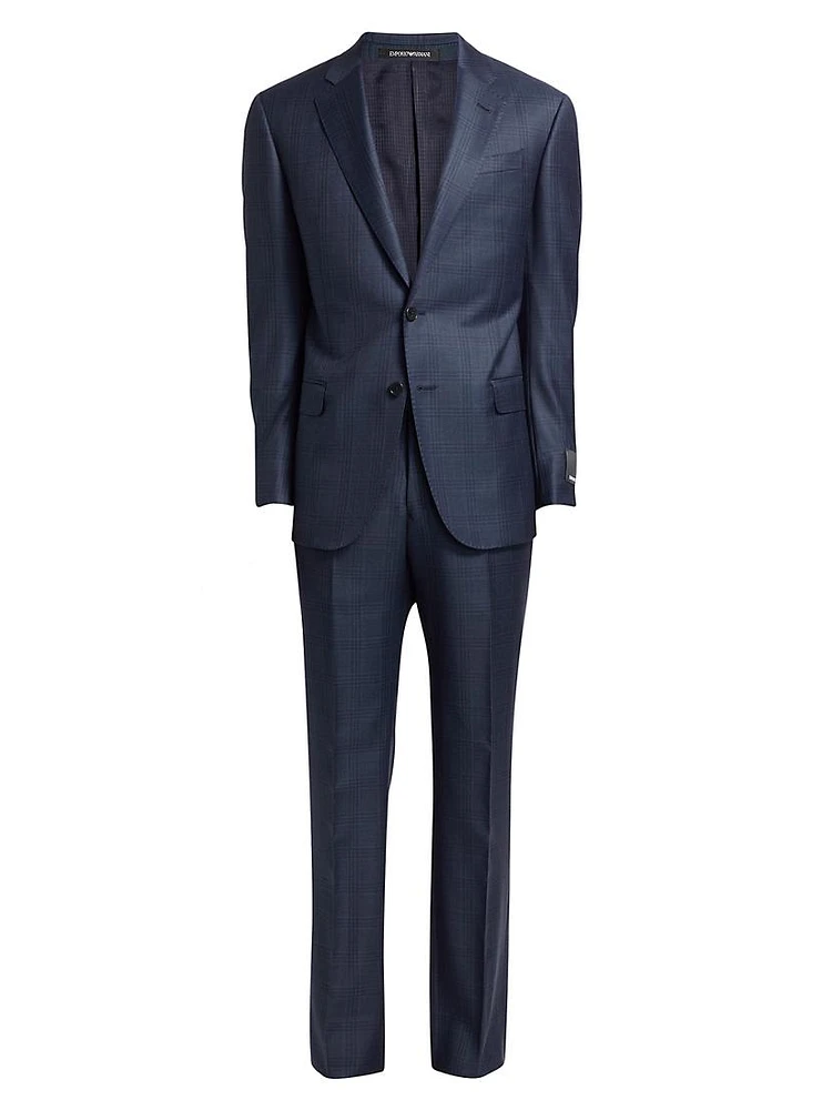 Checked Wool Single-Breasted Suit