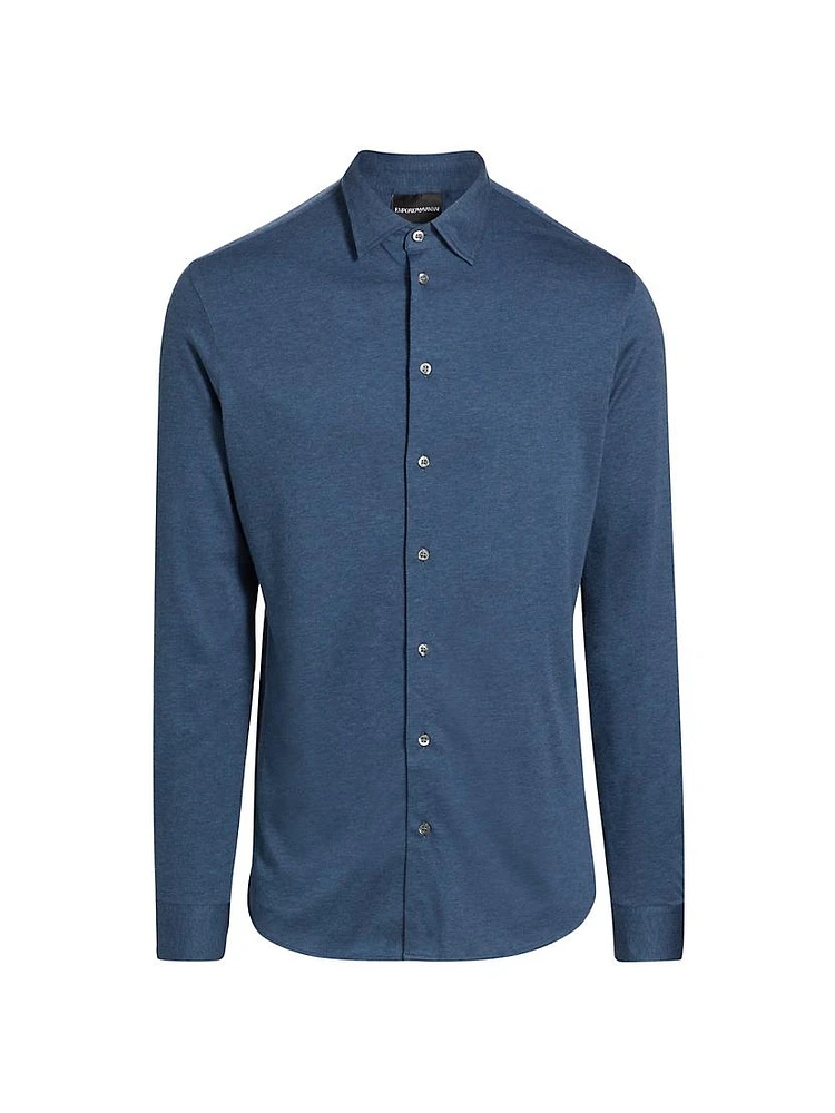 Melange Slim-Fit Button-Up Shirt