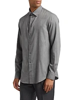 Herringbone Button-Up Shirt