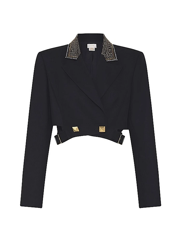 Stud Embellished Crop Jacket