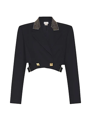 Stud Embellished Crop Jacket