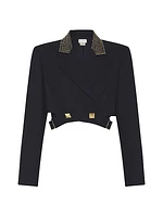 Stud Embellished Crop Jacket