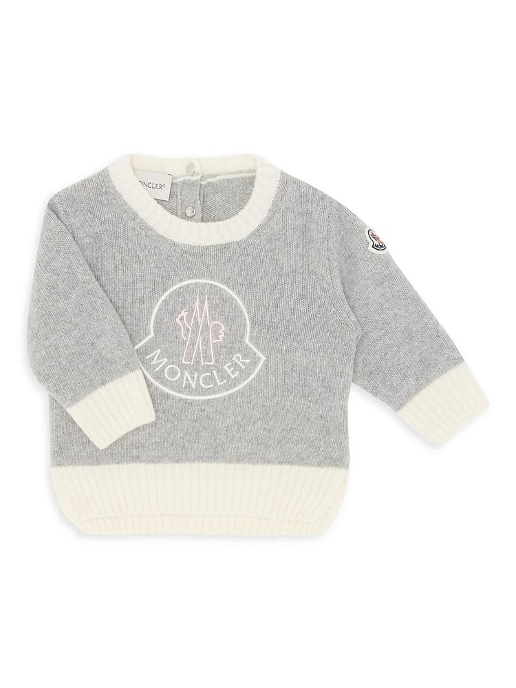 Baby Girl's & Little Wool Crewneck Logo Sweater