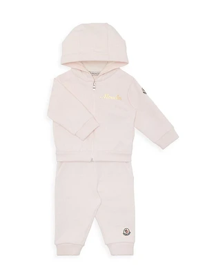 Baby Girl's & Little 2-Piece Logo Hoodie Sweatsuit