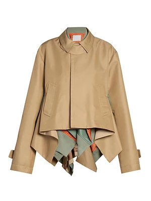 Gabardine Handkerchief Short Trench Coat