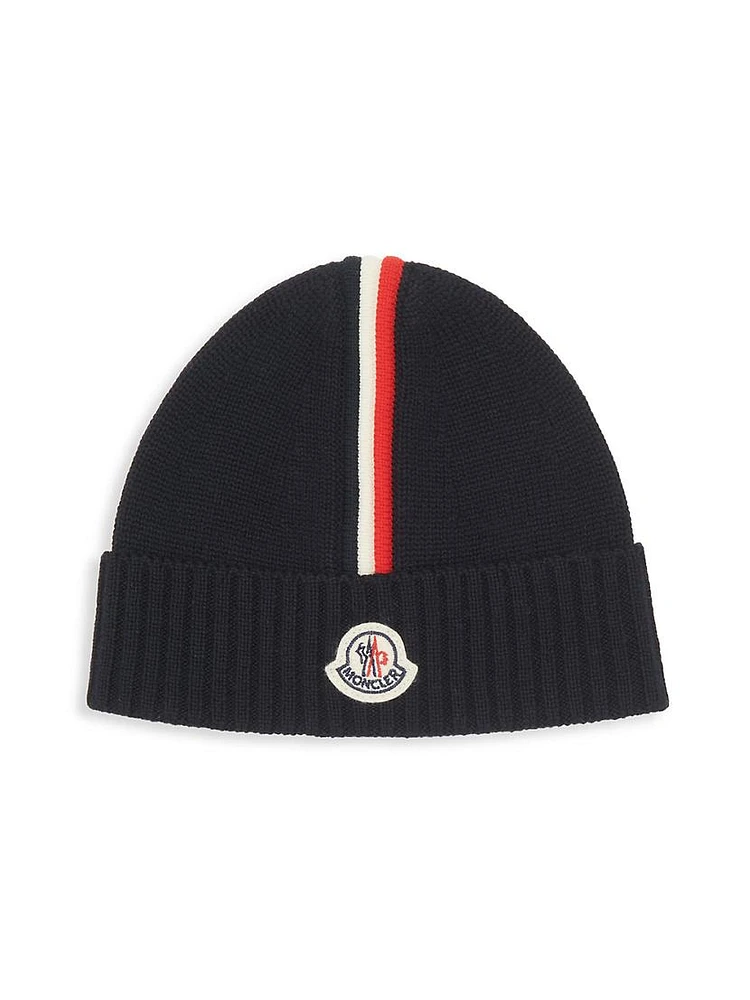 Baby Boy's & Little Ribbed Knit Striped Logo Beanie