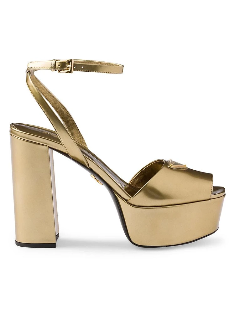 Metallic Leather Platform Sandals