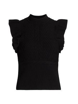 Kamila Cable-Knit Flutter Top