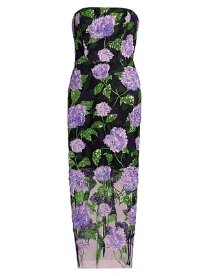 Kait Sequined Floral Midi-Dress