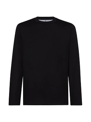 Cotton Jersey Long Sleeve Crew Neck T-Shirt