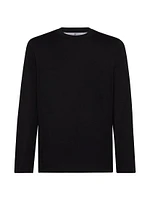 Cotton Jersey Long Sleeve Crew Neck T-Shirt