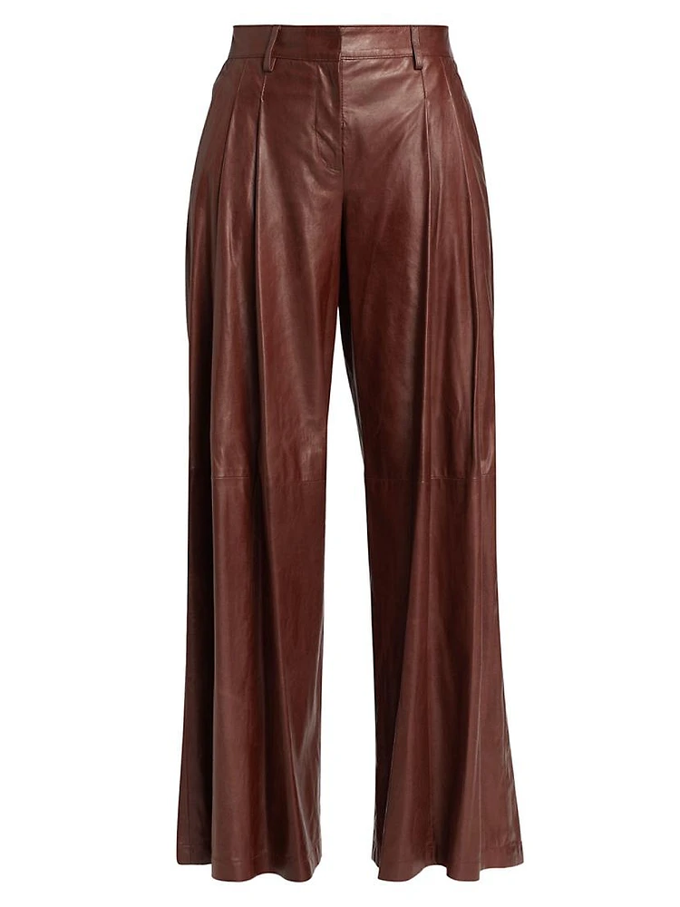 Didi Leather Wide-Leg Pants